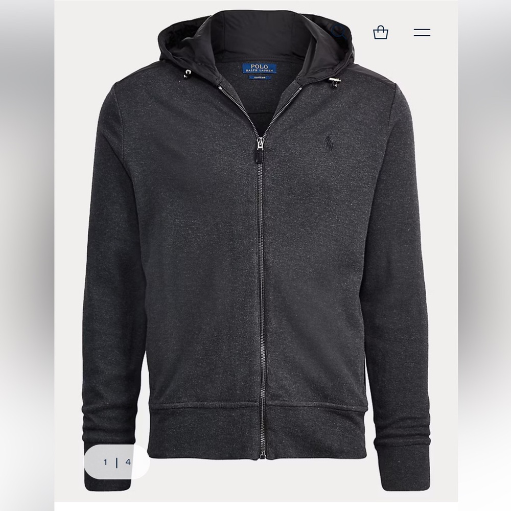 Polo by Ralph Lauren Estate Rib Cotton Hoodie Men's Black Sweater Size M